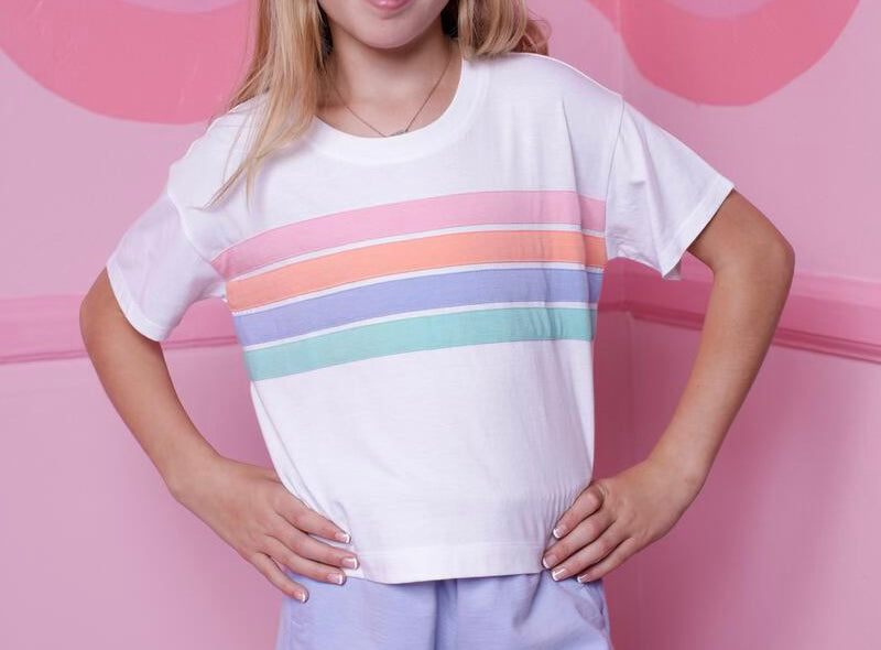 Paperflower Rainbow Stripe Tween Top