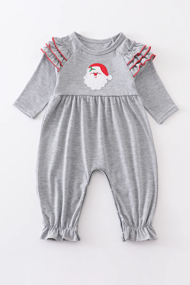Gray Santa Ruffle Romper