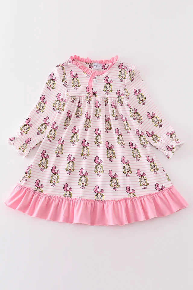 Pink Stripe Cindy Lou Who Ruffle Gown