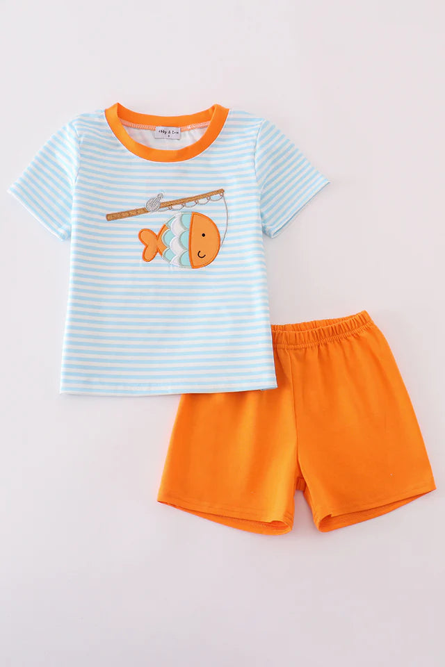 Blue Go Fishing Short Set