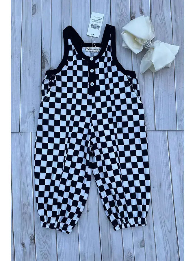 Checkered Loose Overalls