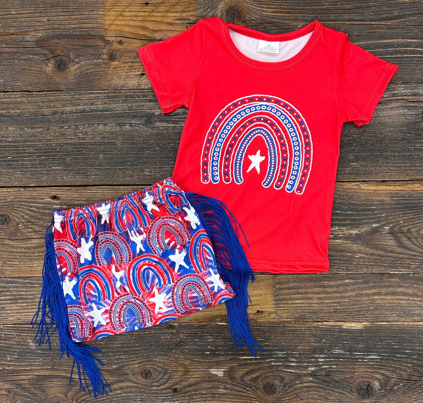 RWB Rainbow Fringe Skirt Set
