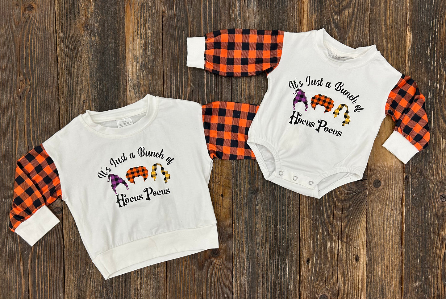 Orange and Black Plaid Pocus Bubble/Tee