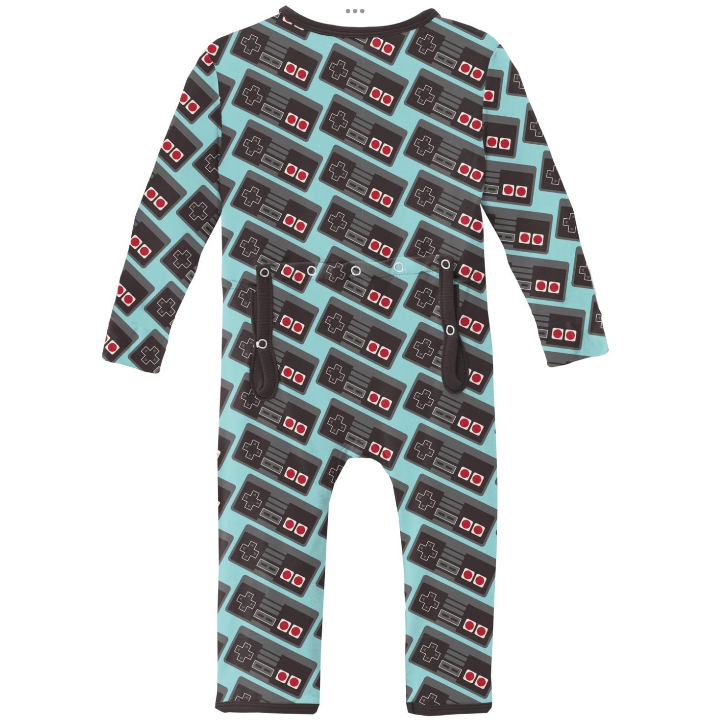 Kickee Pants Summer Sky Retro Game Controller Coverall with 2 Way Zipper