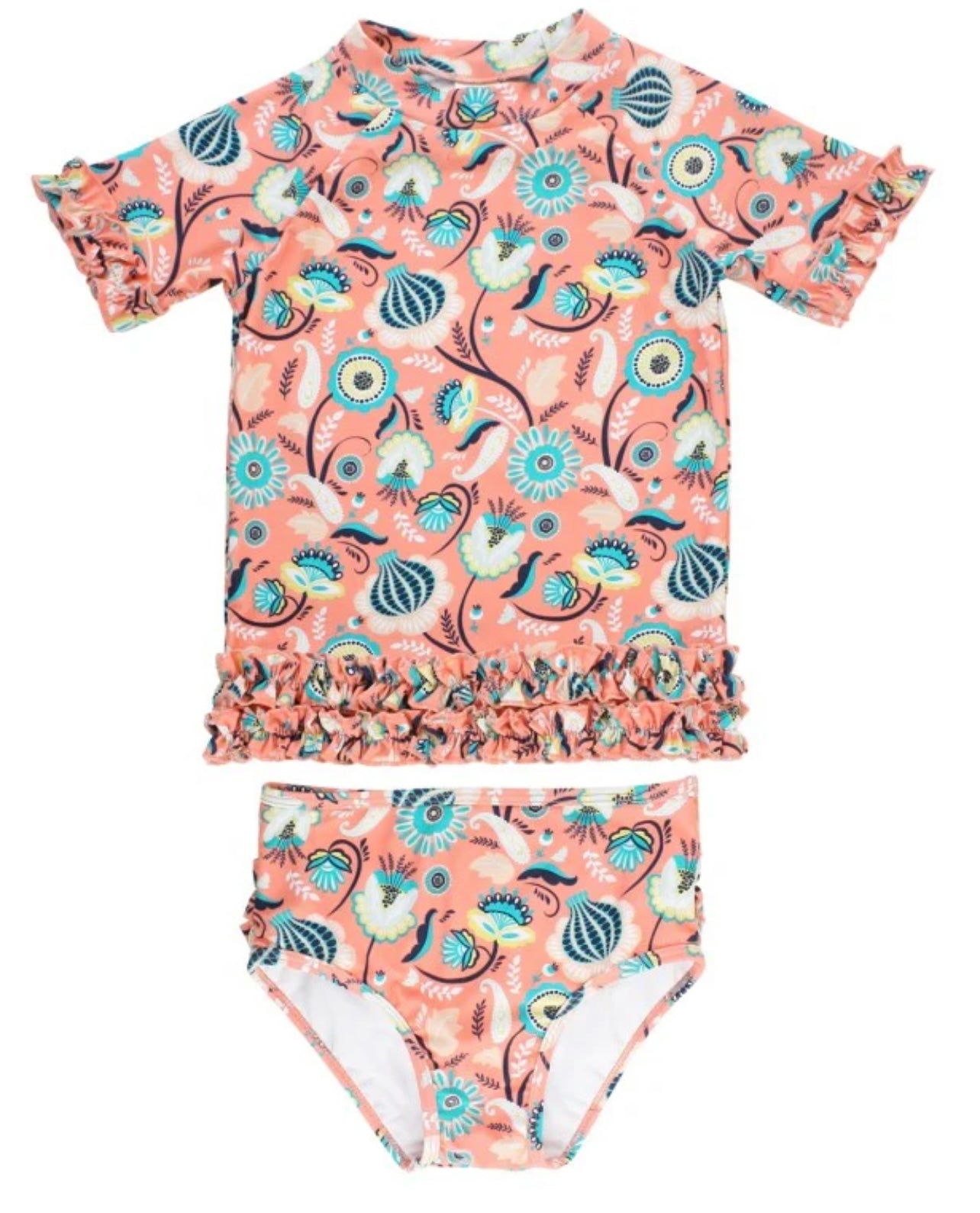 RuffleButts Paisley RashGuard Tankini