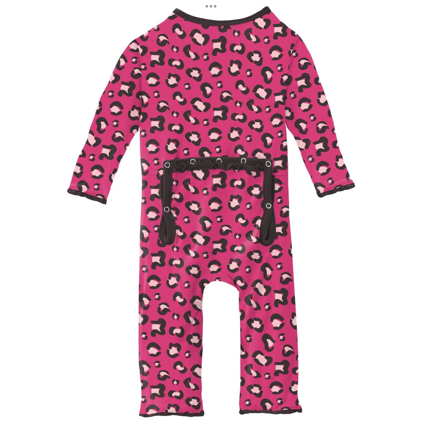 Kickee Pants Calypso Cheetah Print Muffin Ruffle Coverall with 2 Way Zipper