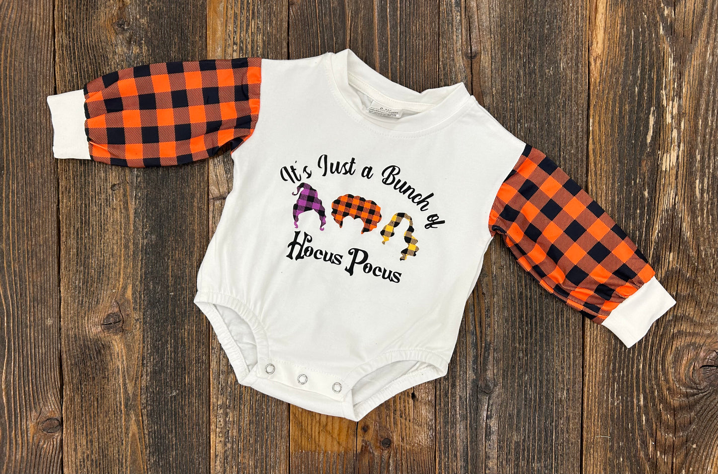 Orange and Black Plaid Pocus Bubble/Tee