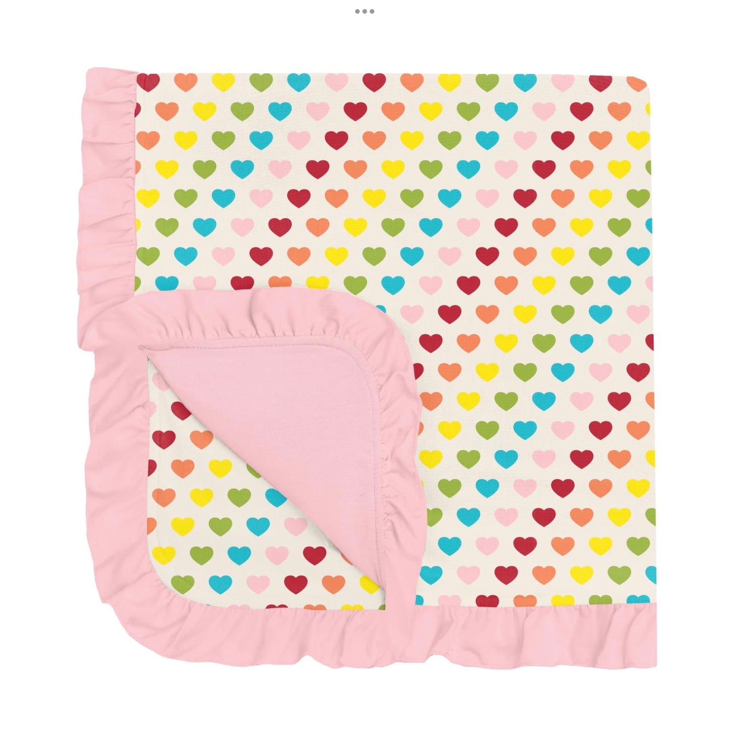 Kickee Pants Rainbow Hearts Ruffle Stroller Blanket