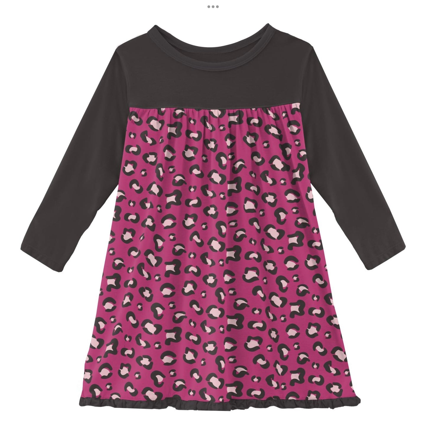 Kickee Pants Calypso Cheetah Print Classic Long Sleeve Swing Dress