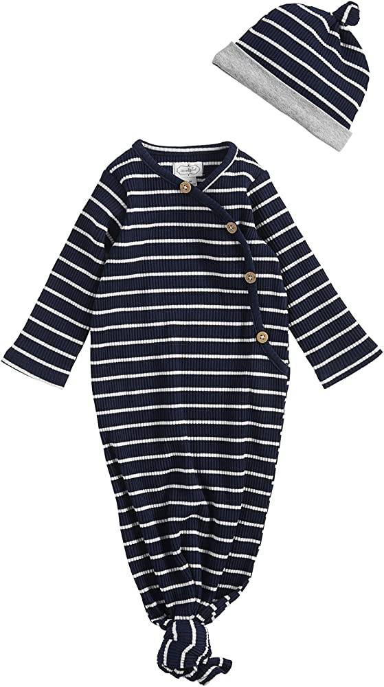 Mudpie Navy Stripe Gown & Hat