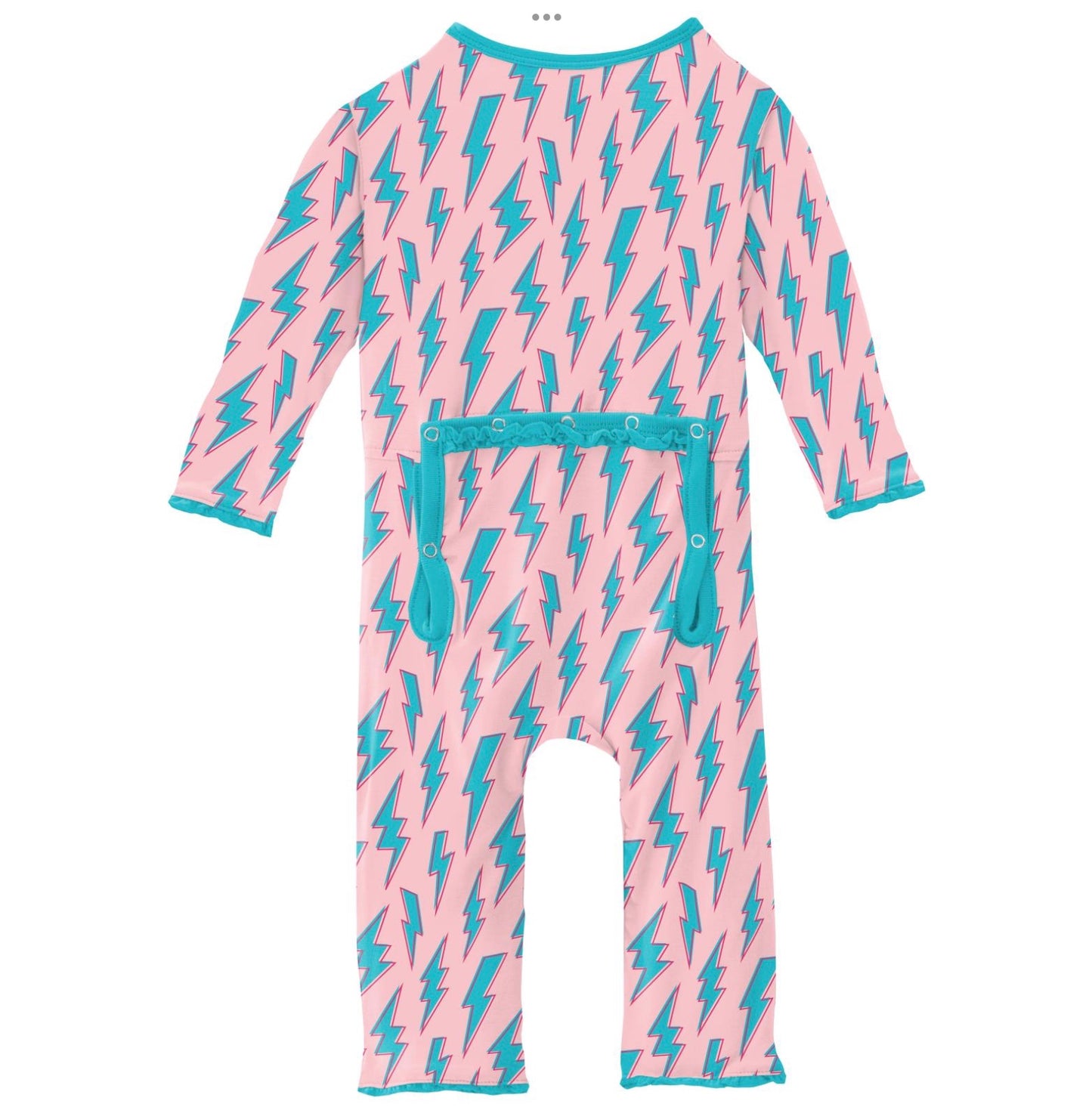 Kickee Pants Lotus Lightning Muffin Ruffle Coverall with 2 Way Zipper