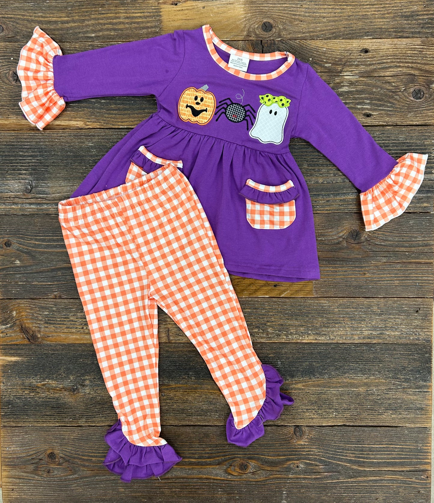 Purple & Orange Gingham Halloween Set