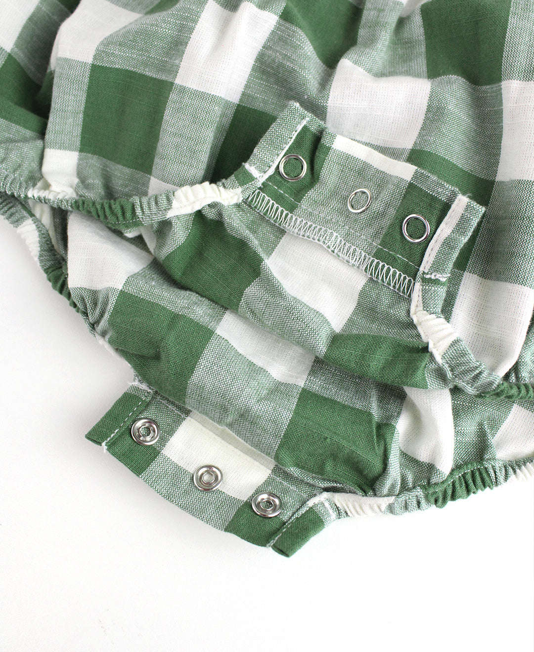 RuffleButts Dark Ivy Plaid Long Sleeve Smocked Bubble Romper