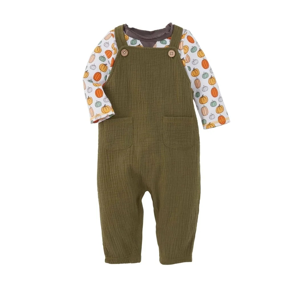 Mudpie Olive Jumper + Pumpkin Tee Set