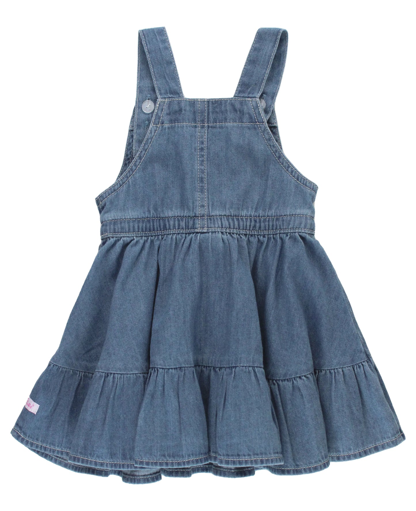 RuffleButts Light Wash Denim Overall Jumper Dress