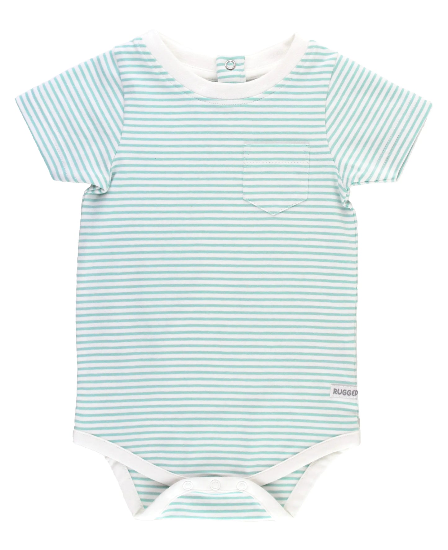 RuggedButts Vintage Aqua Stripe Short Sleeve Pocket Tee