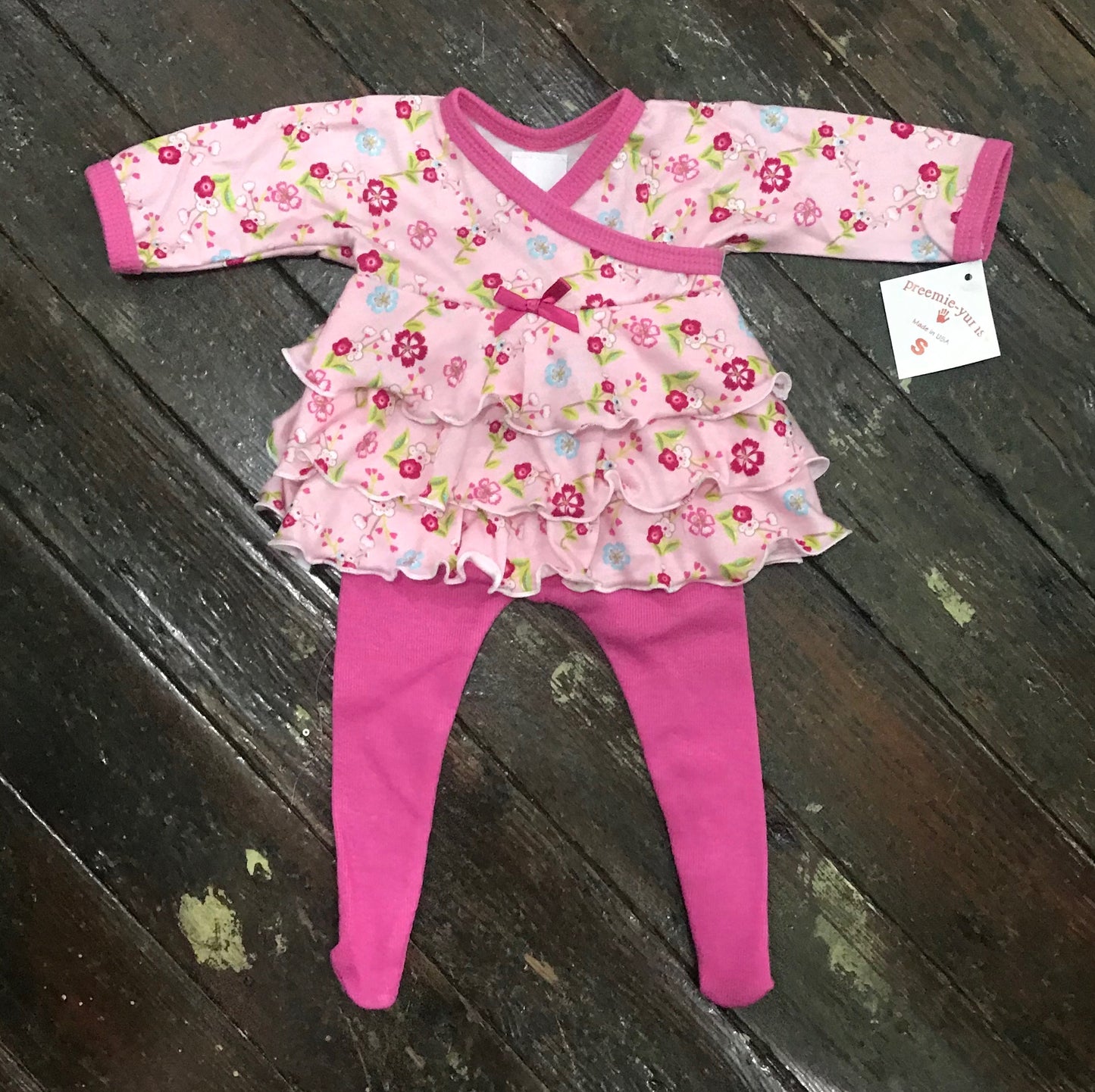 Preemie-Yums Floral Dress & Tights
