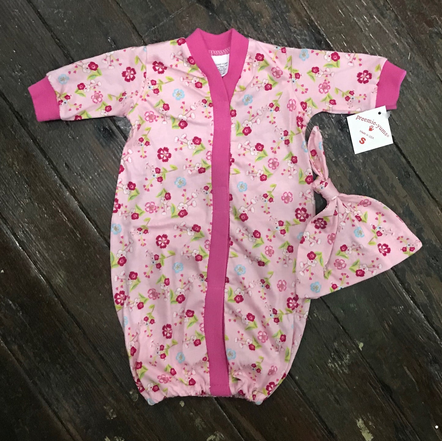Preemie-Yums Floral Gown and hat
