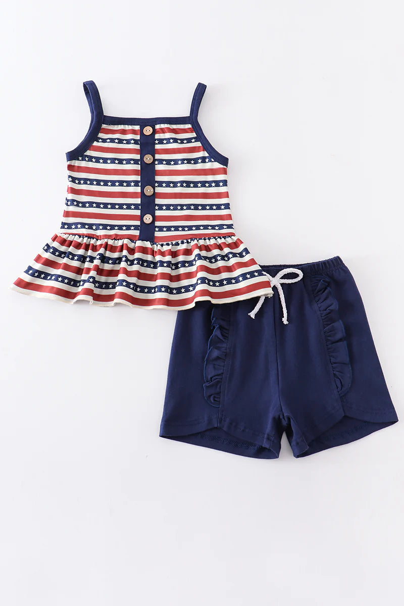 Navy Flag Short Set
