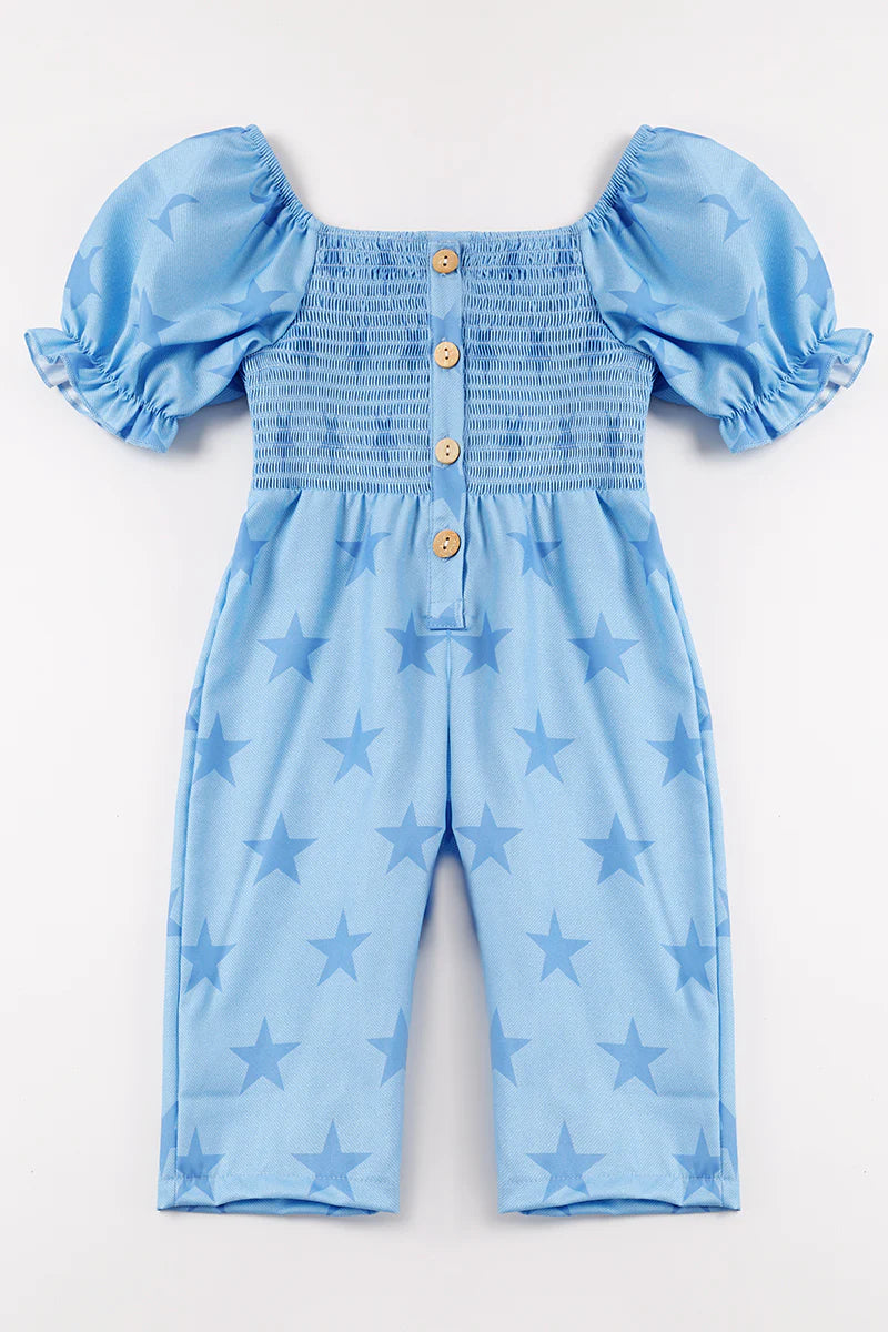 Blue Star Smocked Jumpsuit