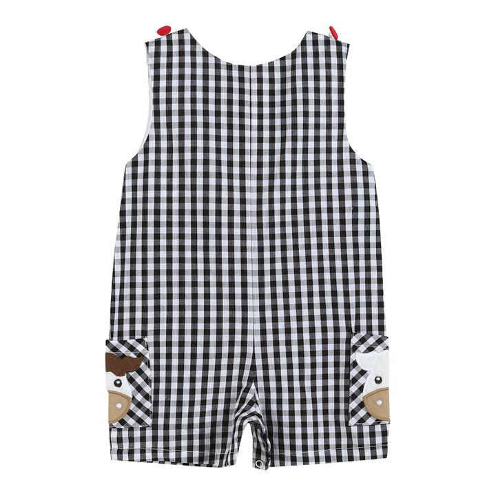 LC Black Gingham Barn Scene Overalls