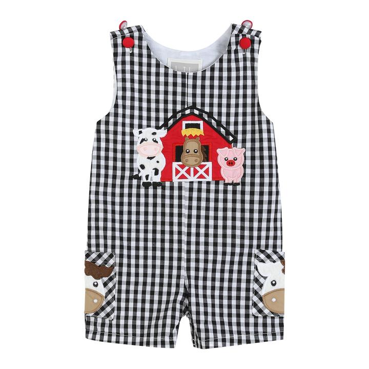 LC Black Gingham Barn Scene Overalls