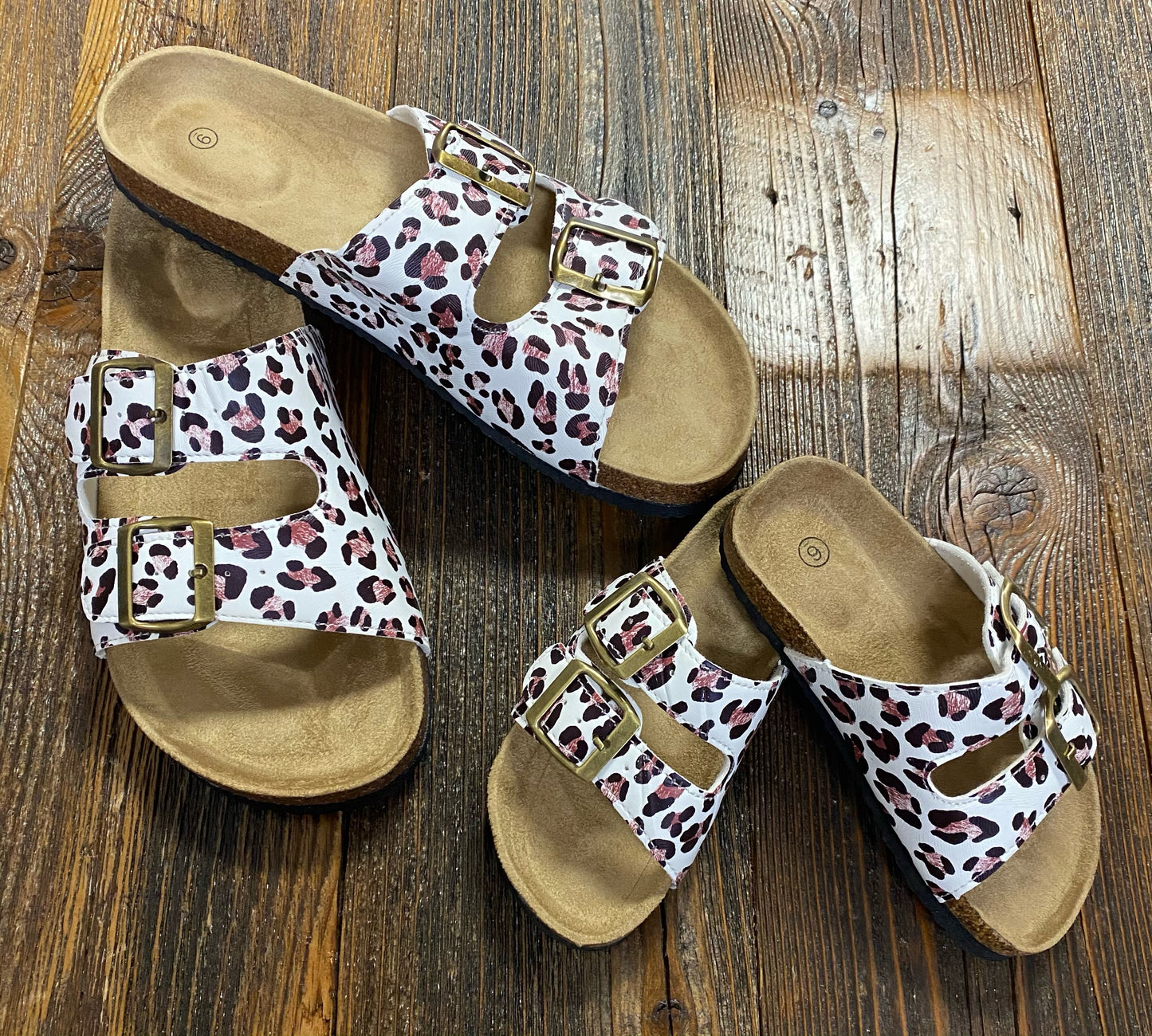 Mommy & Me White Leopard Slip Ons