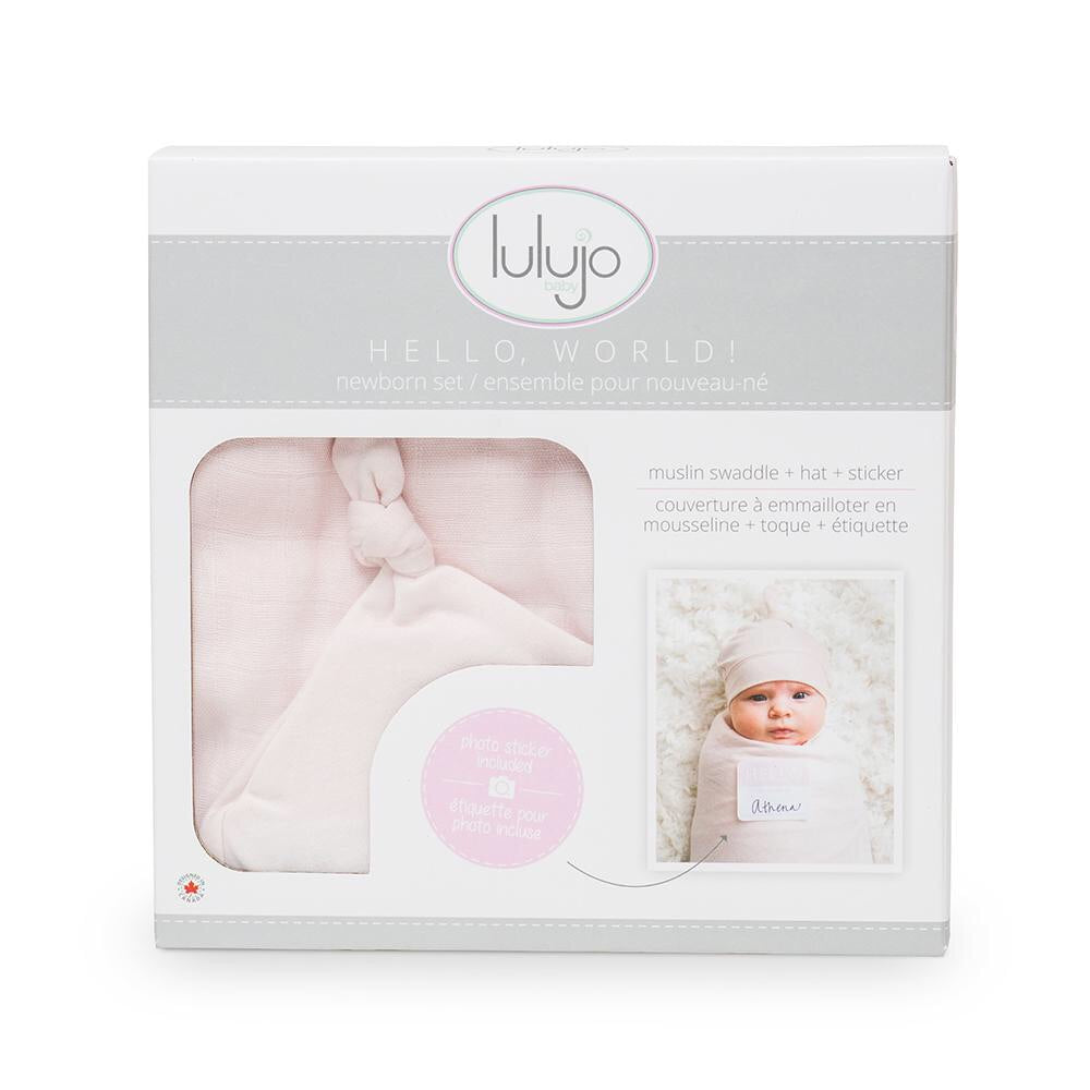 Hello World Hat, Swaddle & Sticker Set