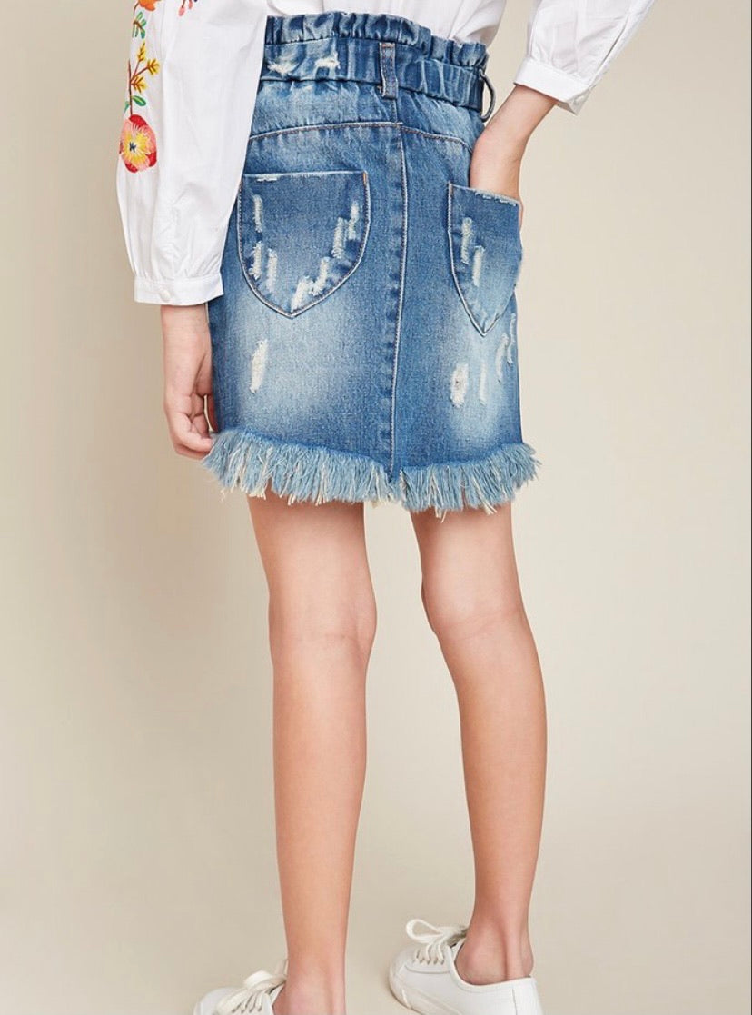 Hayden Girls High Waist Denim Skirt 5728