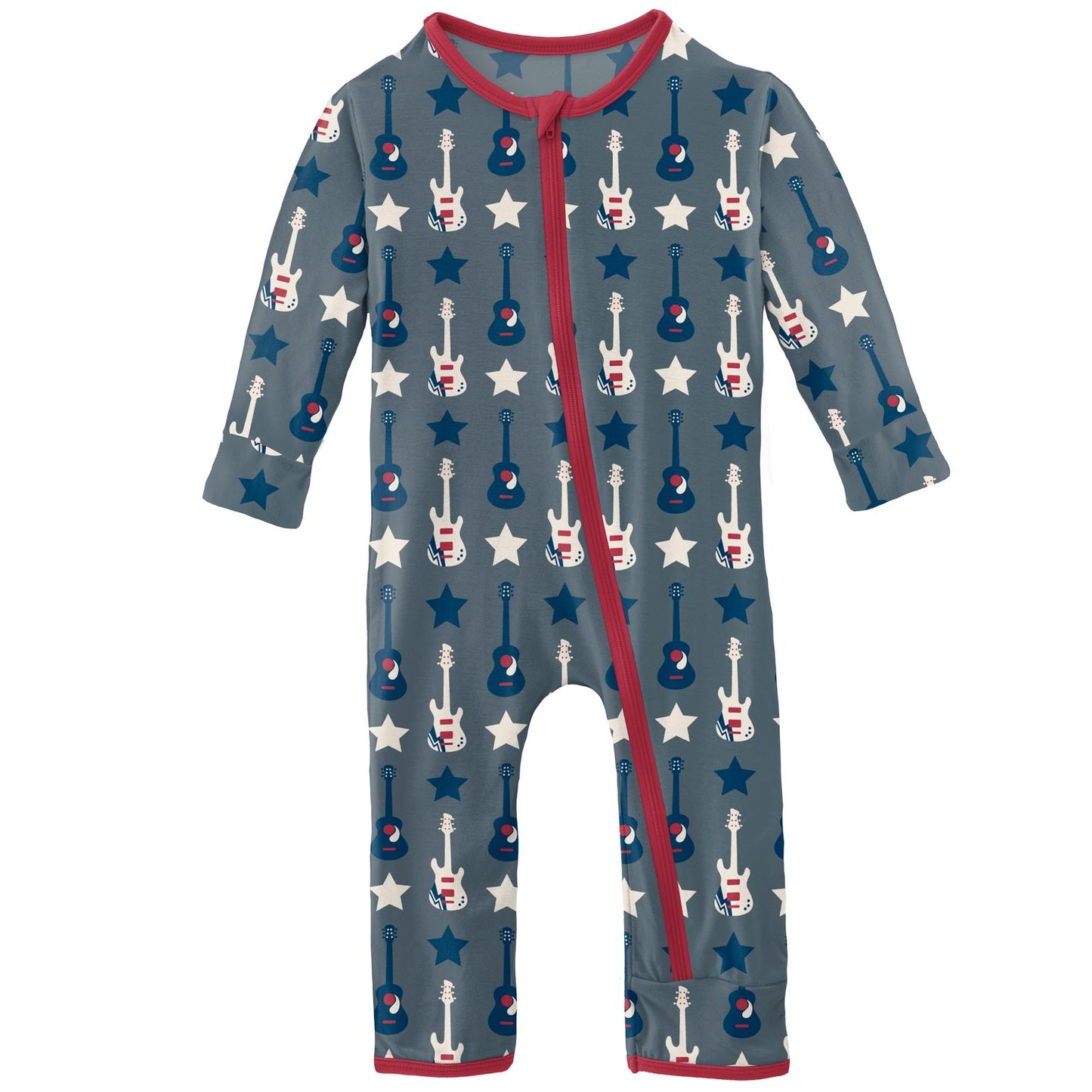 Kickee Pants Slate Guitars and Stars Print Coverall with Zipper