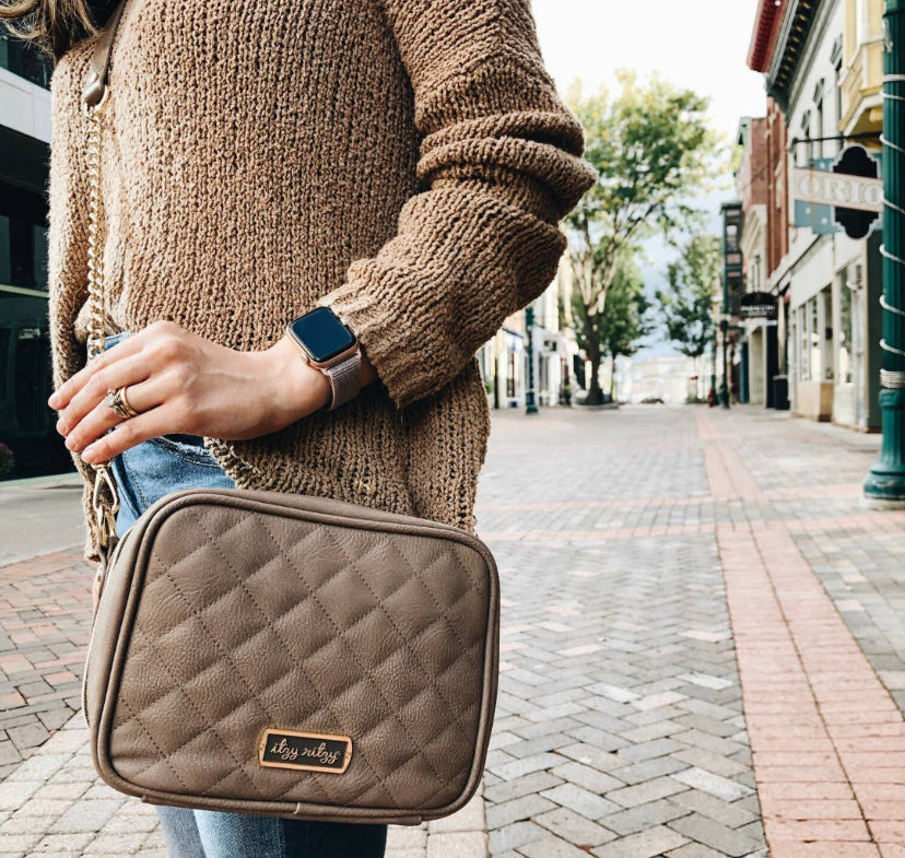 Itzy Ritzy Taupe Double Take Crossbody Diaper Bag