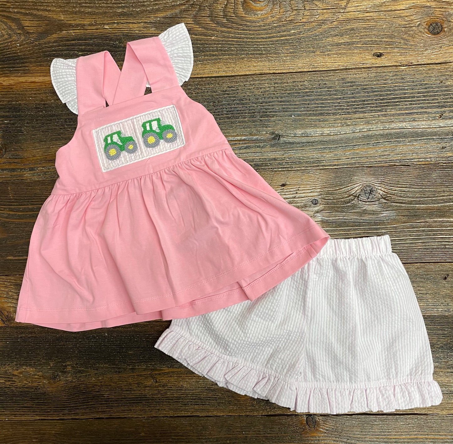 Three Sisters Tractor Ruffle Short Set