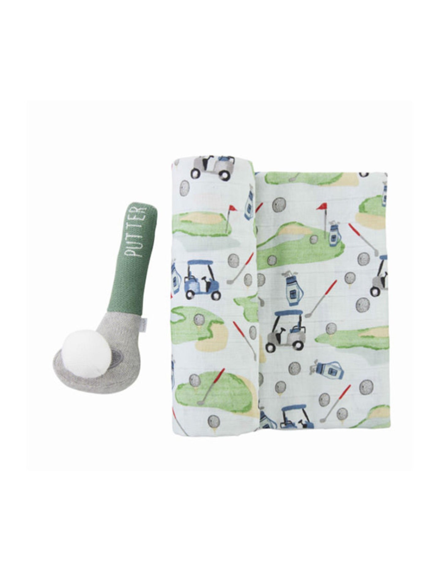 Mudpie Swaddle & Rattle Set