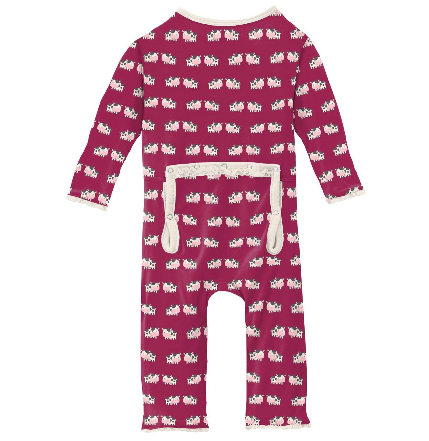Kickee Pants Berry Cow Muffin Ruffle Coverall with Zipper