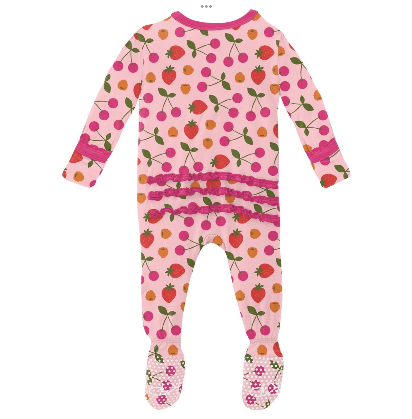 Kickee Pants Lotus Berries Muffin Ruffle Footie with Zipper