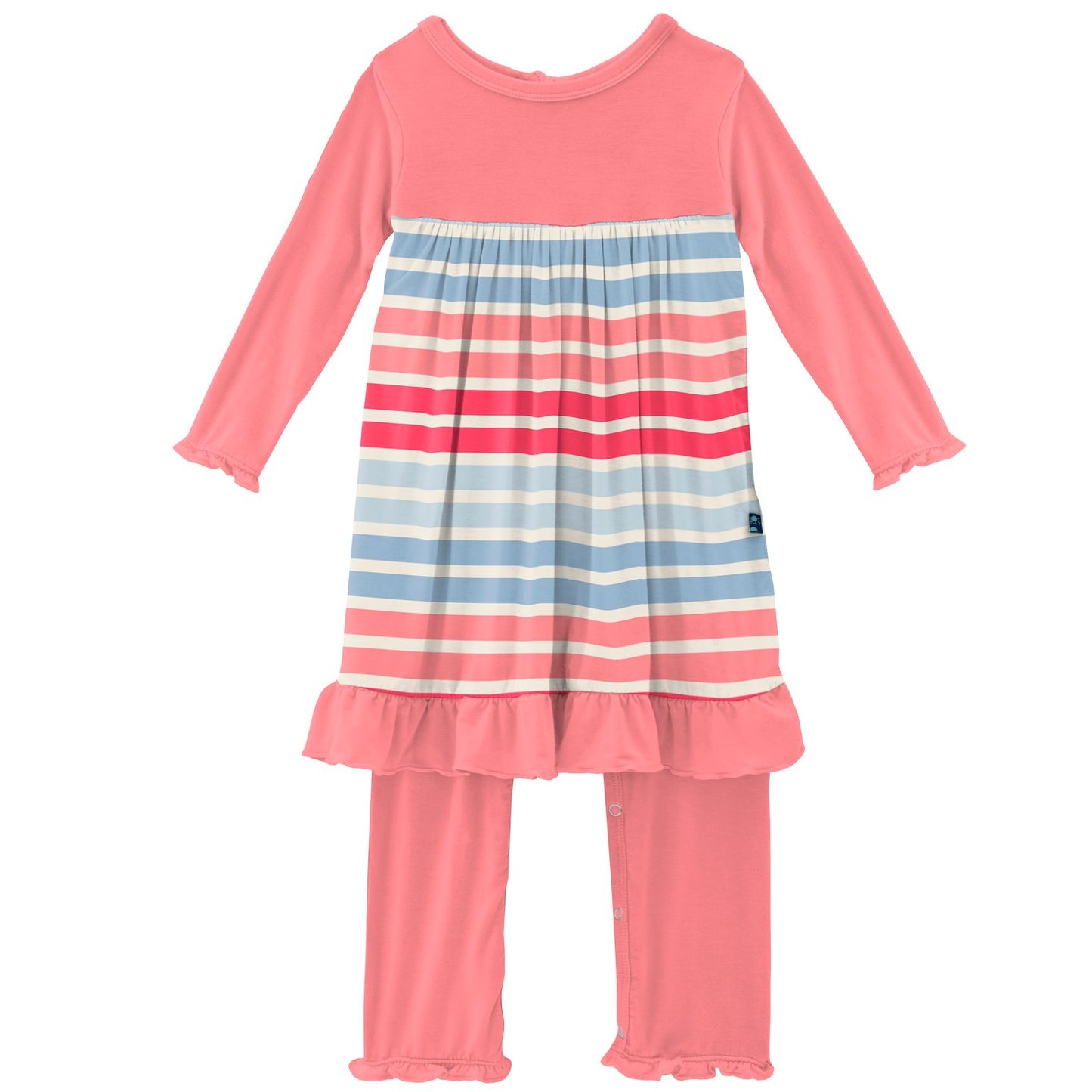 Kickee Pants Cotton Candy Stripe Print Long Sleeve Dress Romper