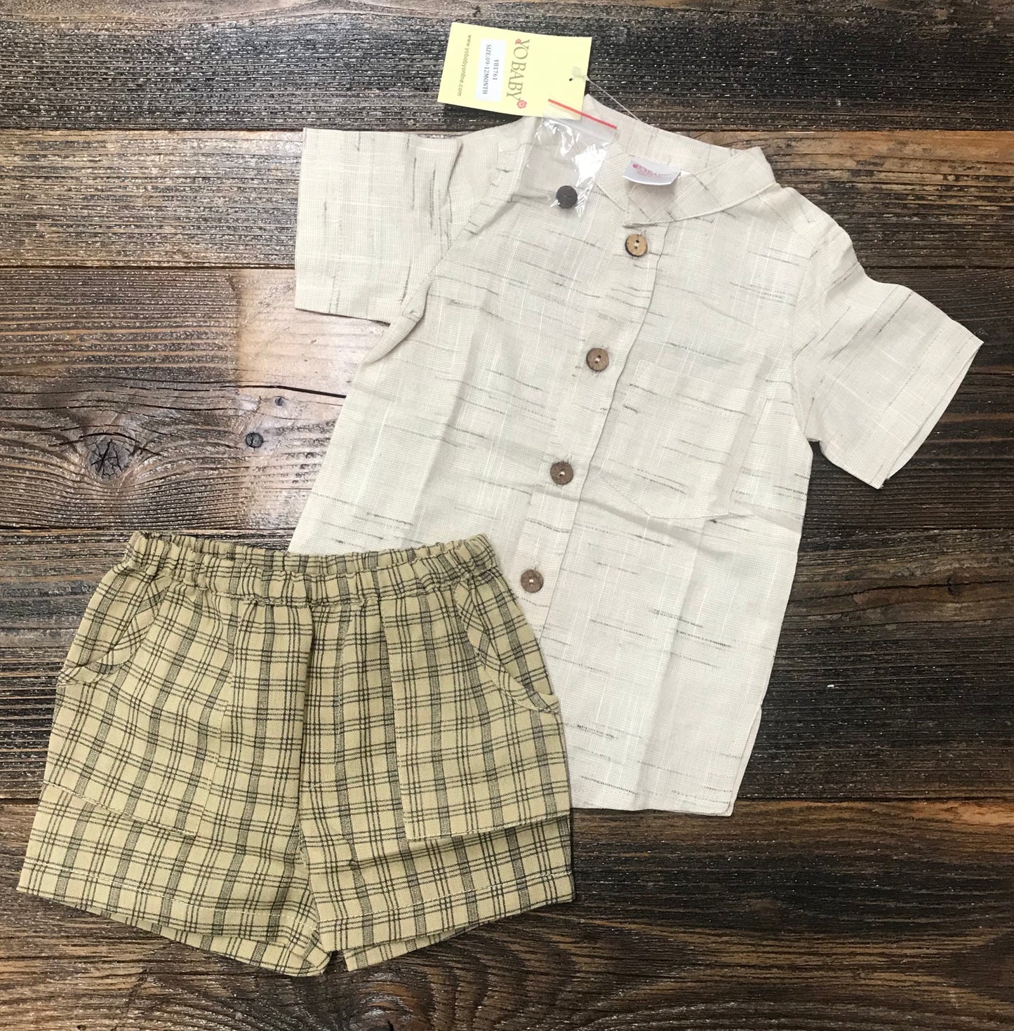 YB Tan Plaid Set