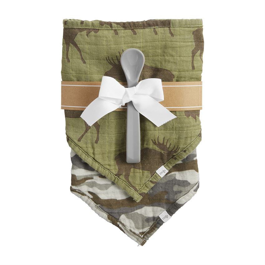 Mudpie Muslin Bandana Bib Set With Spoon