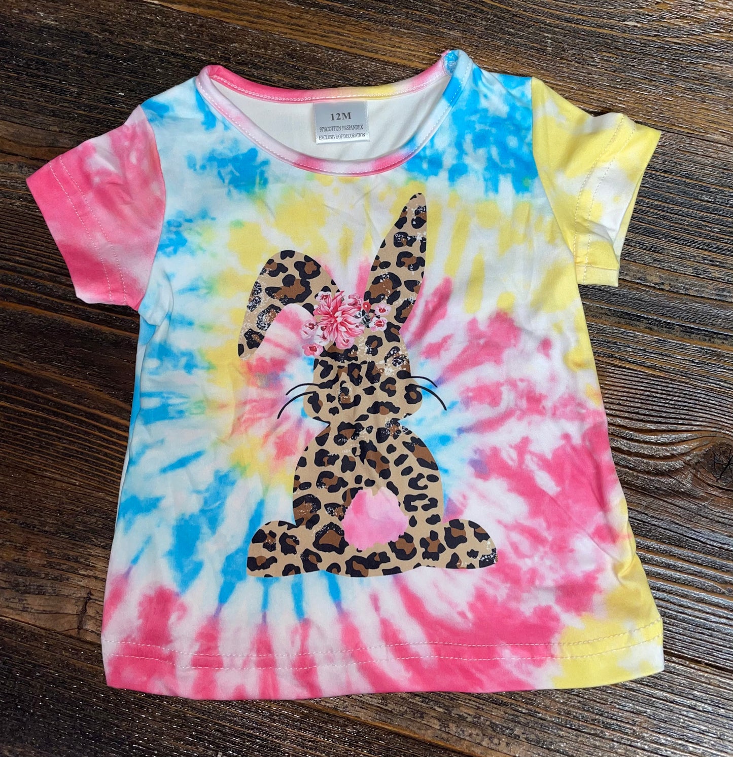 Tie Dye Leopard Bunny Tee