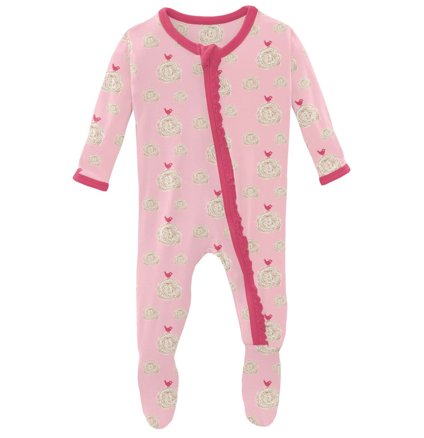 Kickee Pants Lotus Hay Bales Muffin Ruffle Footie with Zipper