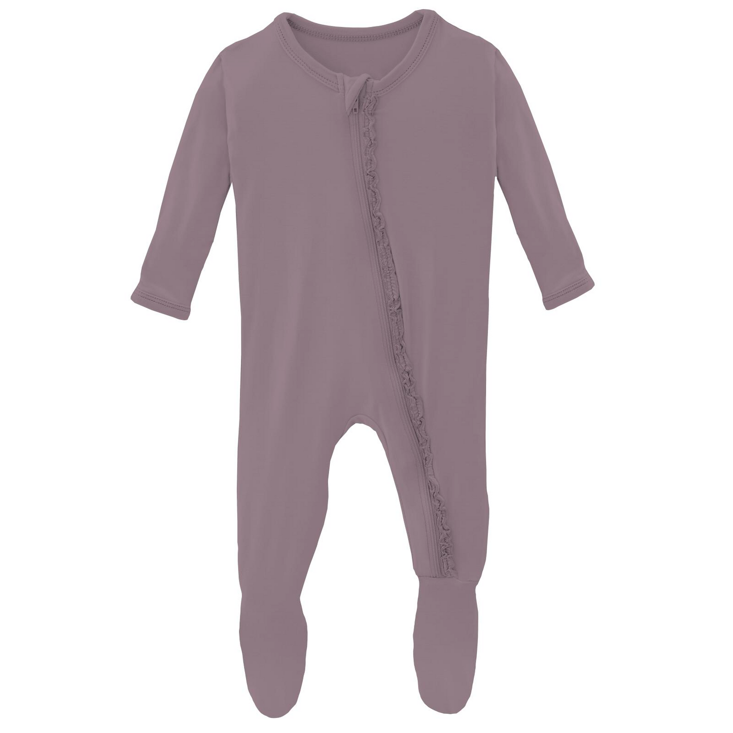 Kickee Pants Elderberry Muffin Ruffle Footie with Zipper