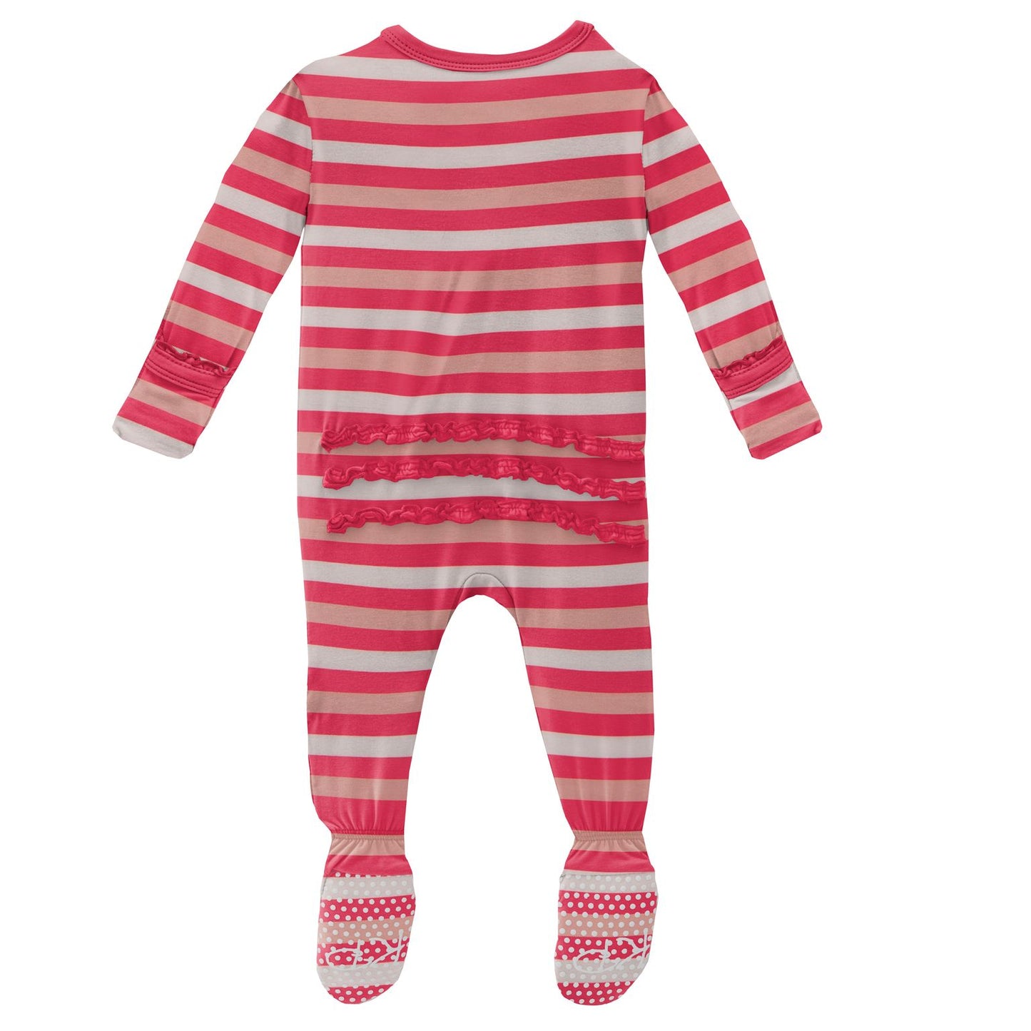 Kickee Pants Hopscotch Stripe Print Muffin Ruffle Footie with Zipper
