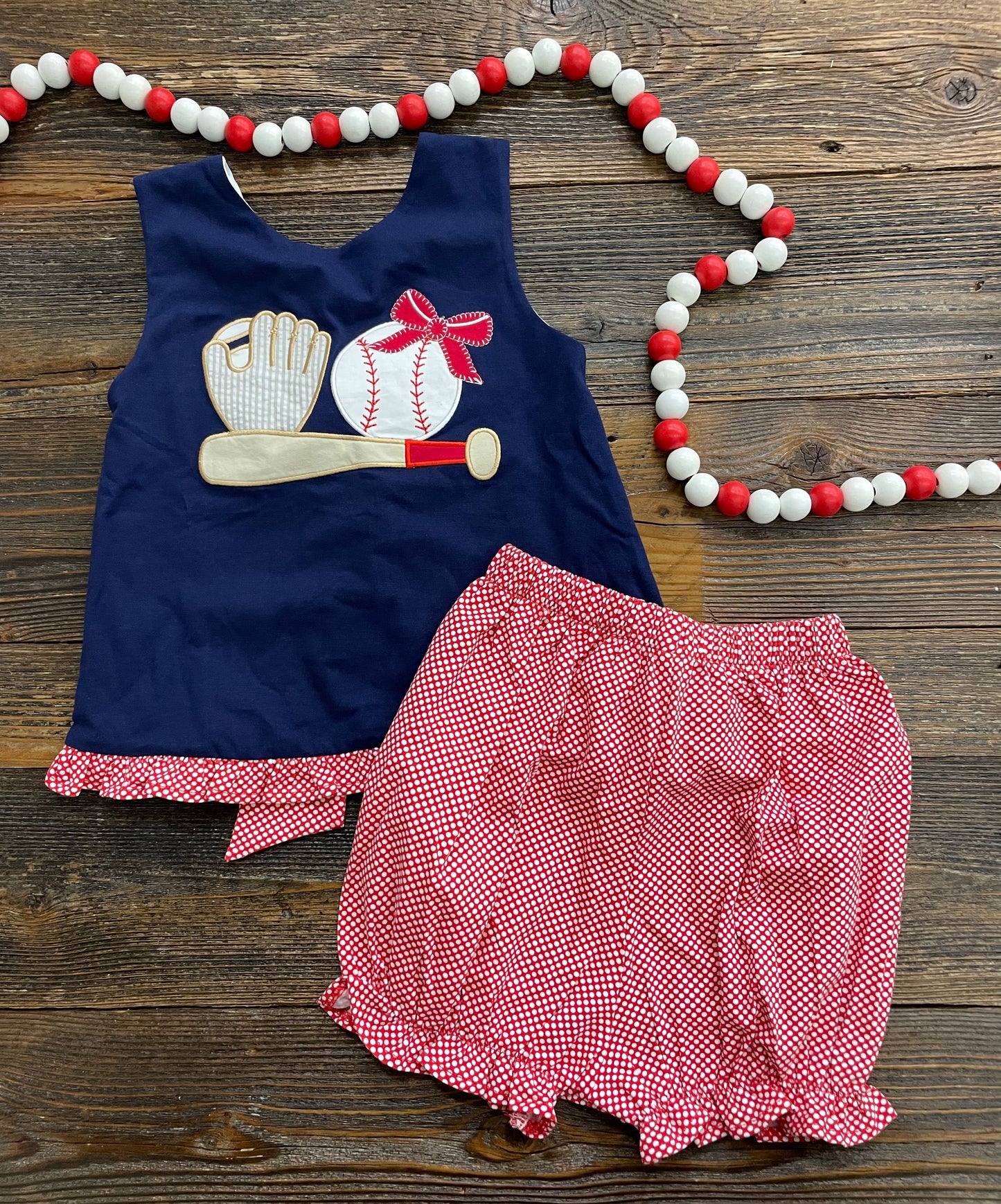 Three Sisters Baseball Applique Bloomer Set