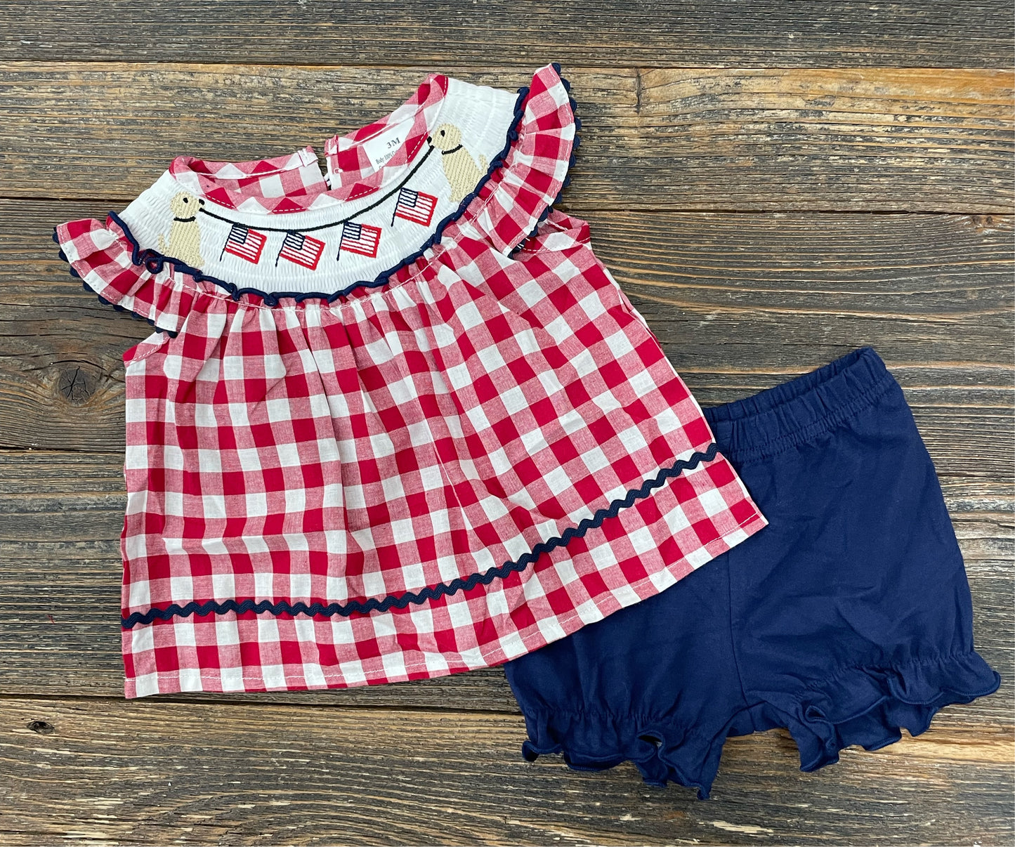 Plaid Dog Flag Bloomer set