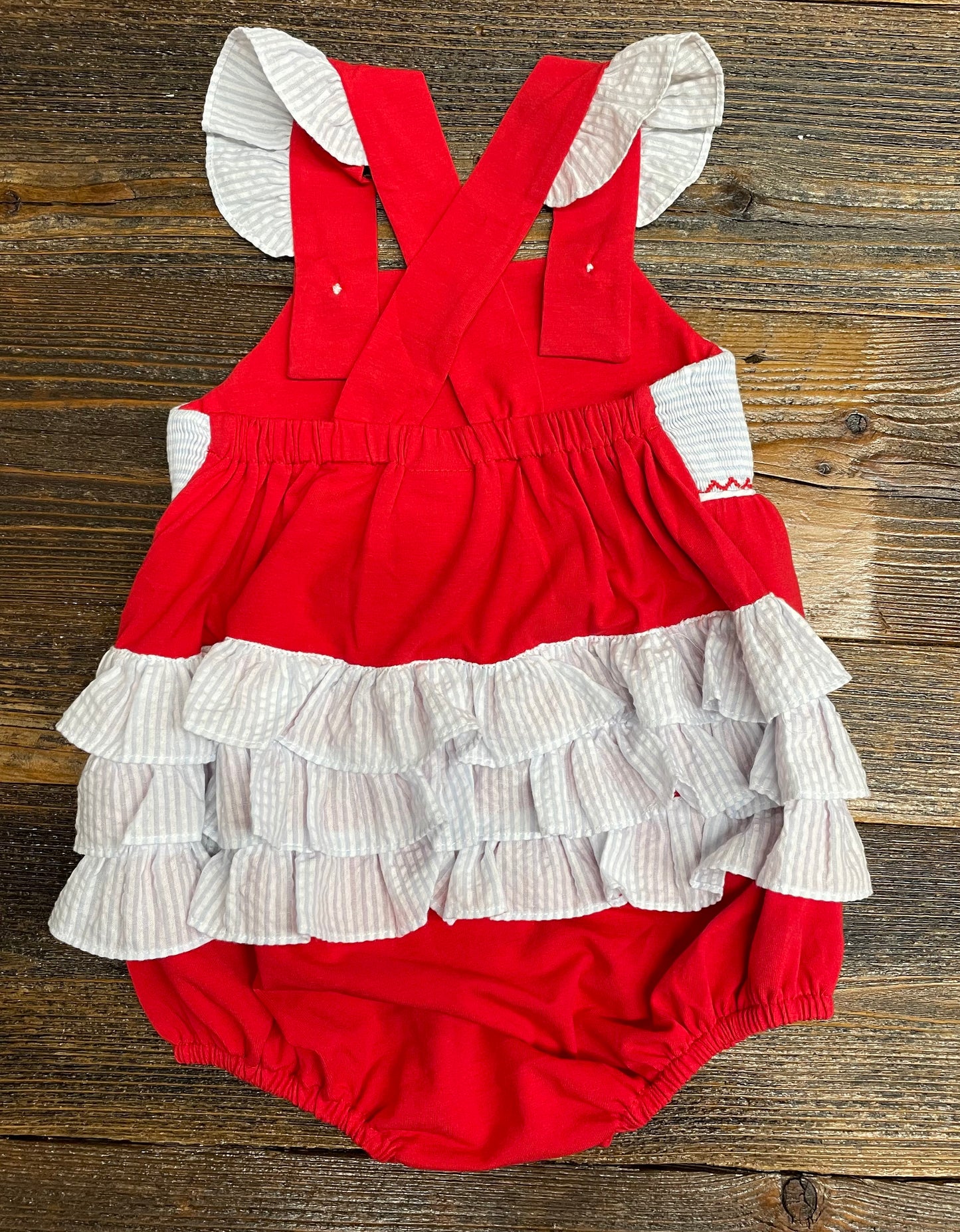 TS Baseball Smocked Ruffle Bubble