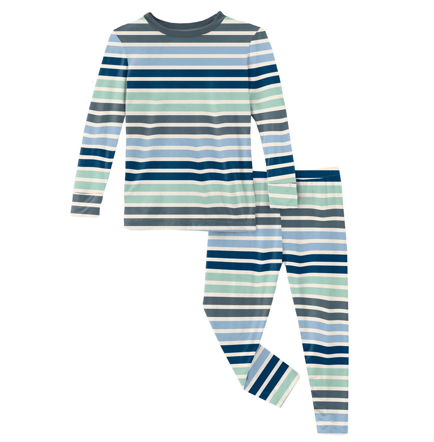 Kickee Pants Fairground Stripe Print Long Sleeve PJ Set