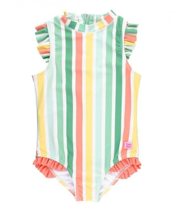 RuffleButts Saltwater Stripe Flutter One Piece
