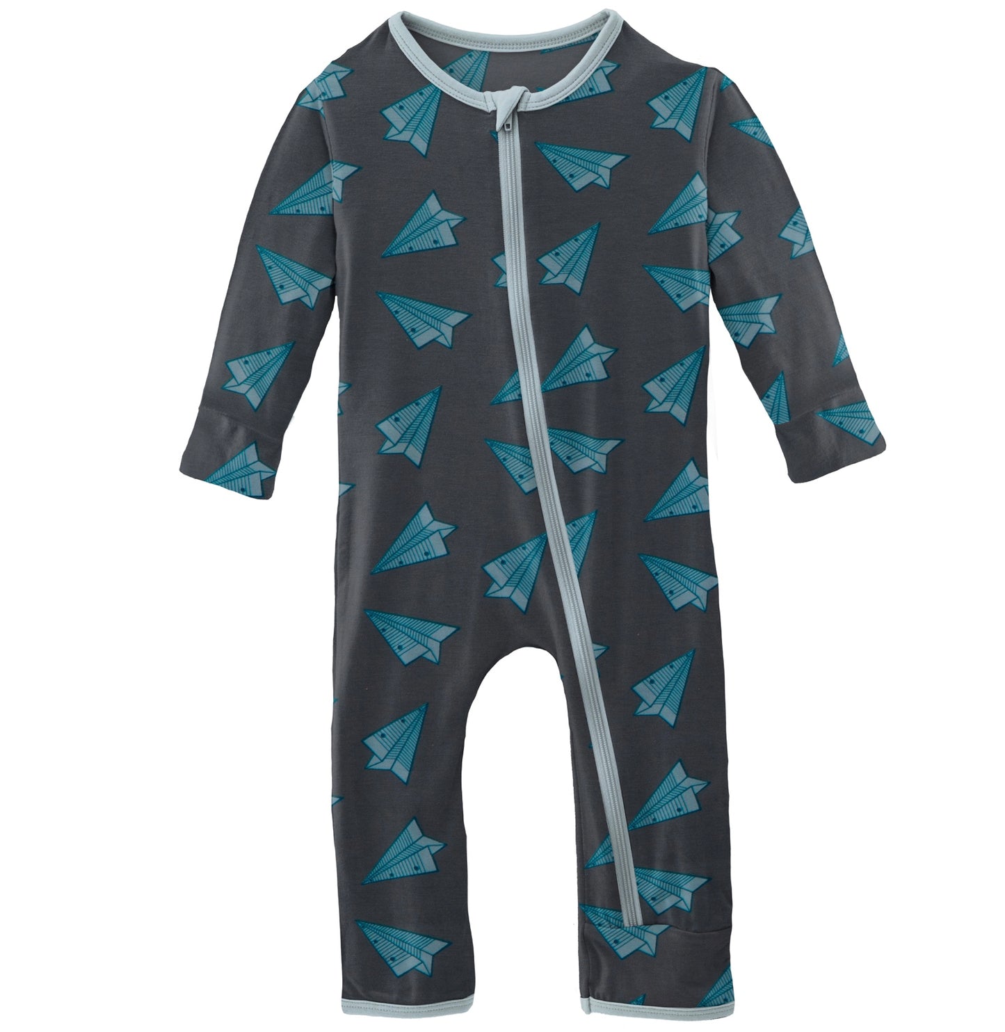 Kickee Pants Lined Paper Airplanes Print Coverall with Zipper