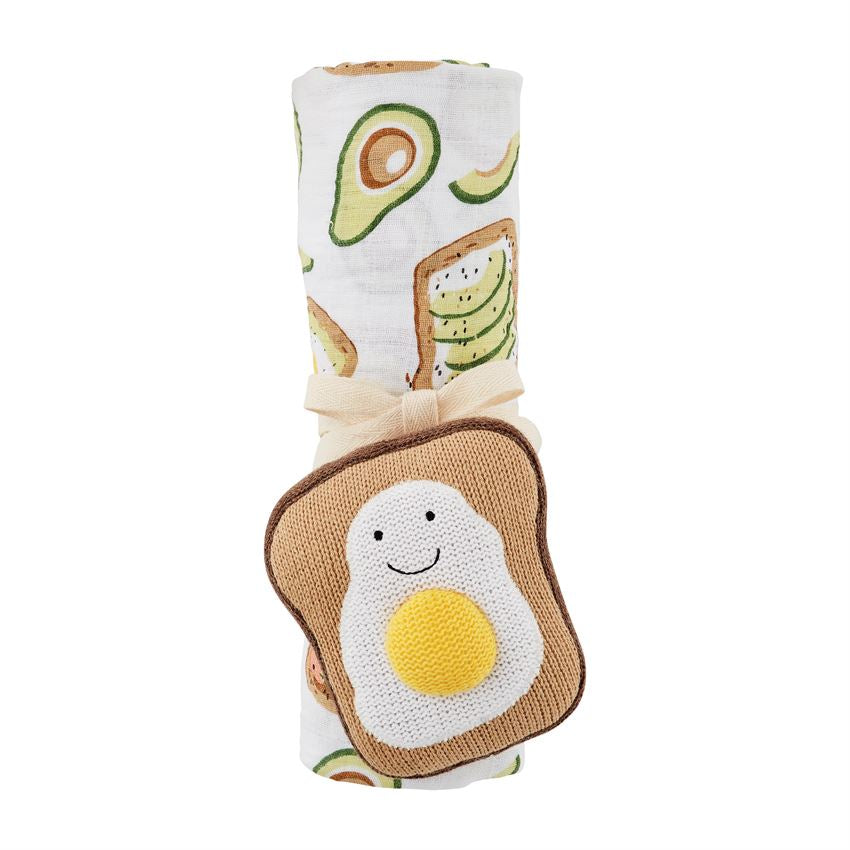 Mudpie Swaddle & Rattle Set