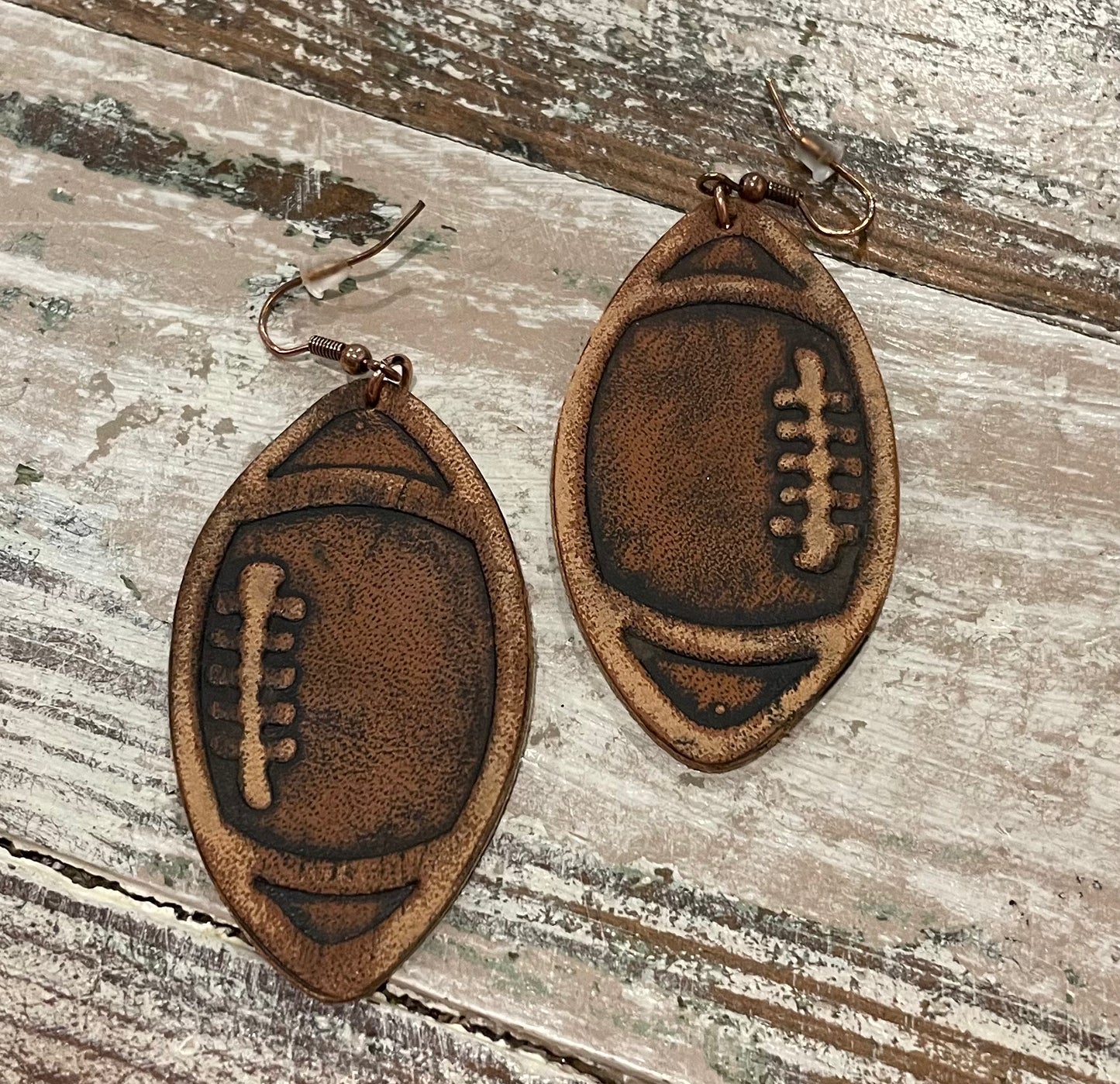 Leather Football Earrings
